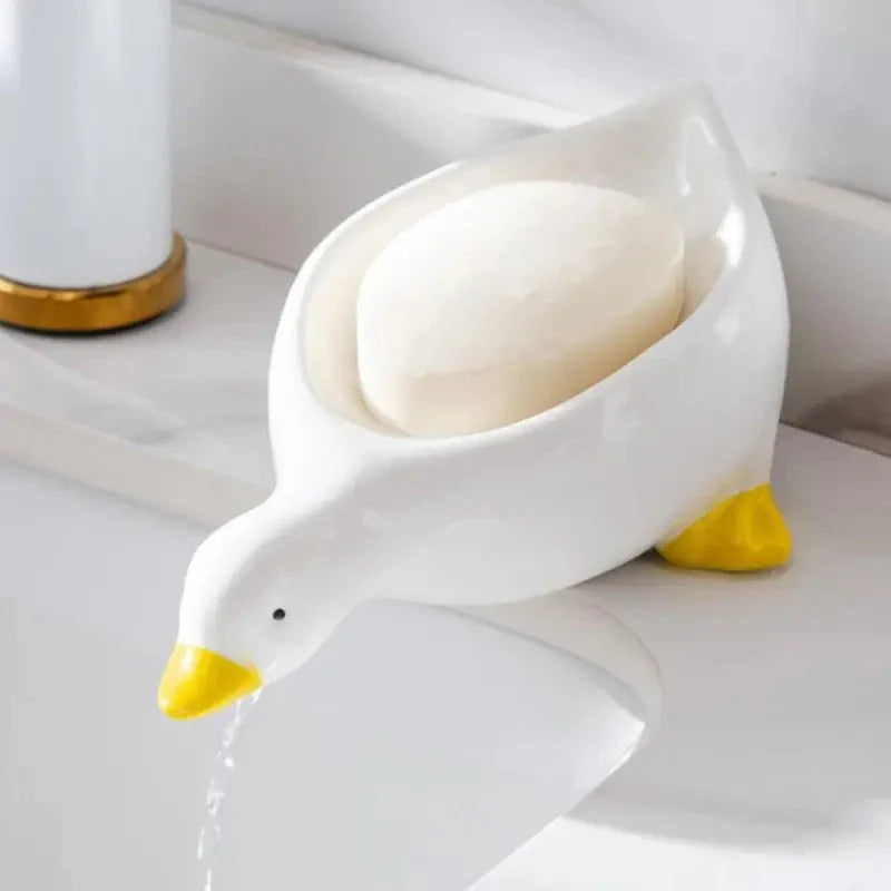 pack of 2 Duck Soap Holder, Cute Soap Drying Rack, Kitchen Bathroom Shelf Floor Type Soap Holder, Portable Countertop Soap Organizer, Soap Case for Shower Bathroom Kitchen