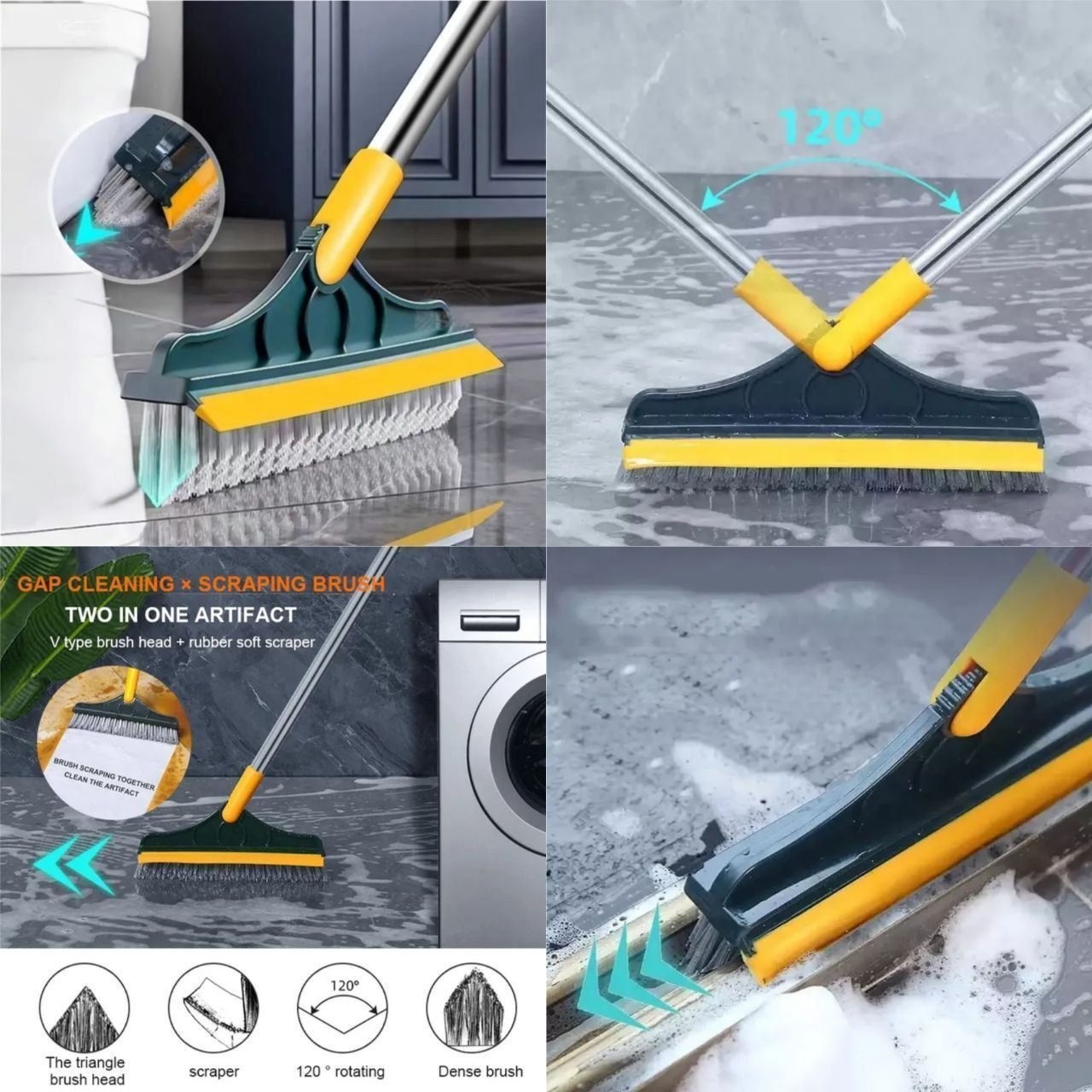 2 in 1 Multi-Functional 360° 2in1 Wiper Brush & Mop