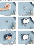 pack of 2 Wall-Mounted Deer-Shaped Soap Box with Flip Drain and Tray