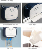 pack of 2 Wall-Mounted Deer-Shaped Soap Box with Flip Drain and Tray