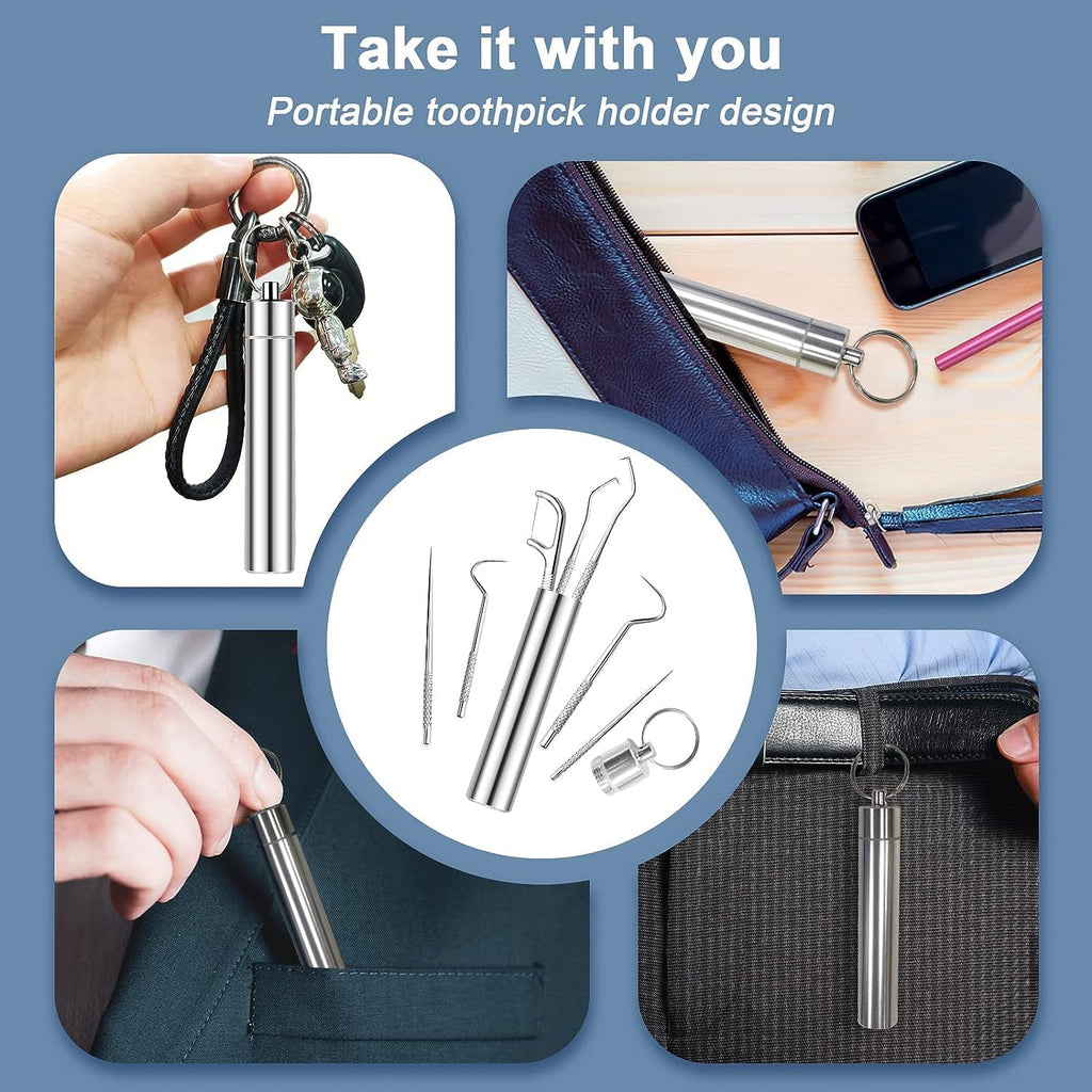 Teeth Cleaner Portable 7 Pieces Toothpicks Pocket KeyChain