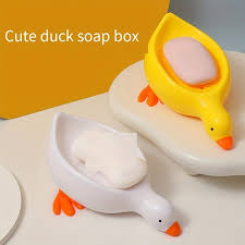 pack of 2 Duck Soap Holder, Cute Soap Drying Rack, Kitchen Bathroom Shelf Floor Type Soap Holder, Portable Countertop Soap Organizer, Soap Case for Shower Bathroom Kitchen