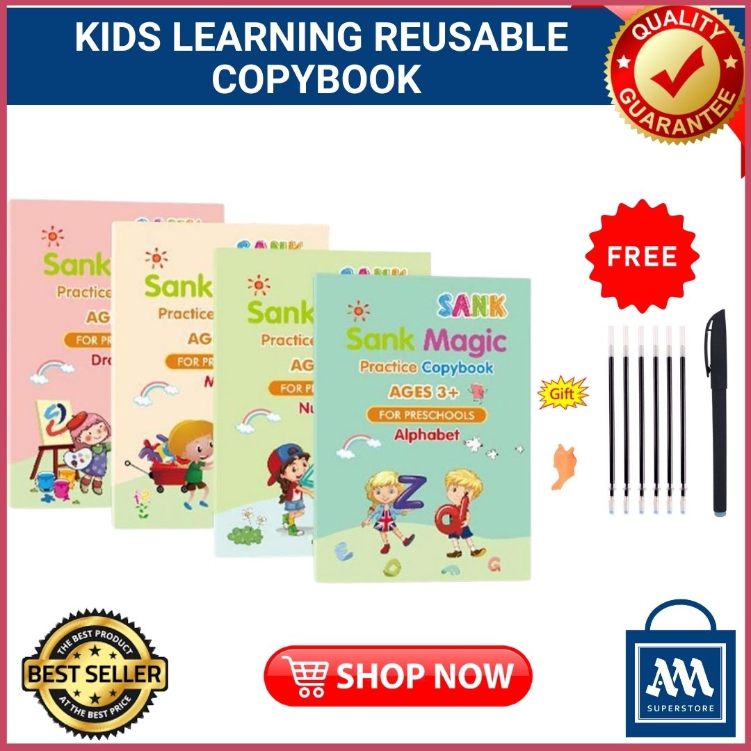 Sank Magic Practice Copybook (4 Books – 1 Pen – 10 Refills – 1 Pen Holder)