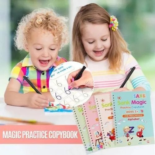 Sank Magic Practice Copybook (4 Books – 1 Pen – 10 Refills – 1 Pen Holder)