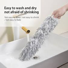 Flexible Microfiber Long Rod Duster – Grey, Extendable & Washable for High Reach Cleaning