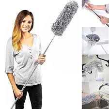 Flexible Microfiber Long Rod Duster – Grey, Extendable & Washable for High Reach Cleaning