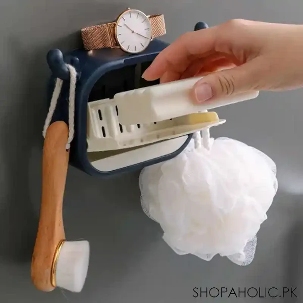 pack of 2 Wall-Mounted Deer-Shaped Soap Box with Flip Drain and Tray